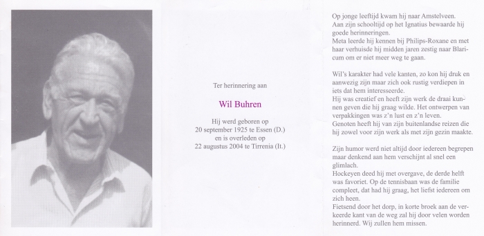 Wil Buhren 1925 - 2004