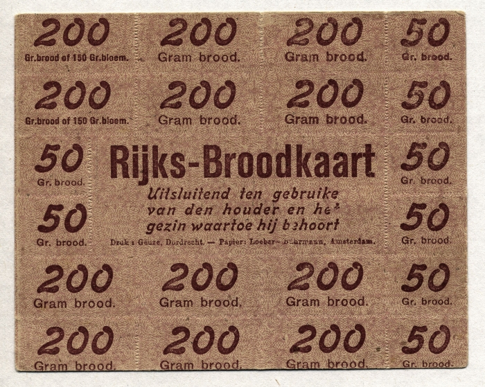 Distributiebon Rijksbroodkaart 1914-1918