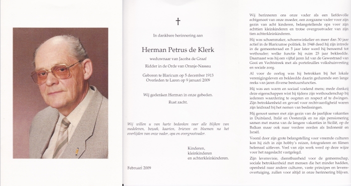 Herman de Klerk 1913 - 2009