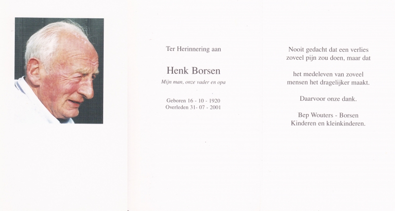 Henk Borsen 1920 - 2001