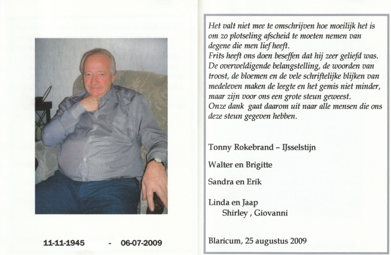 Frits Rokebrand 1945 - 2009