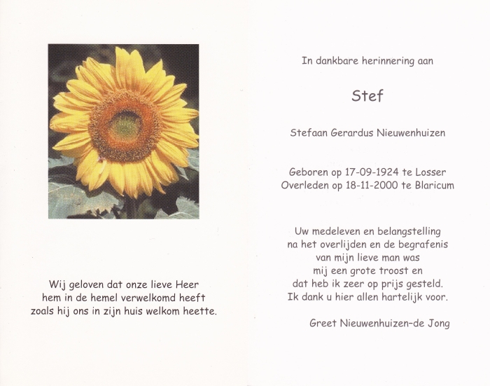 Stefaan Nieuwehuizen 1924 - 2000