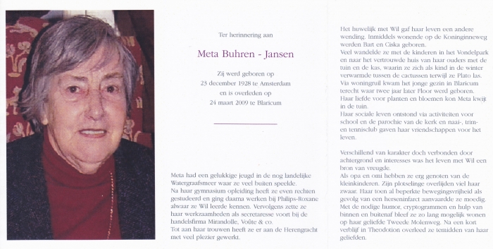 Meta Buhren-Jansen 1928-2009