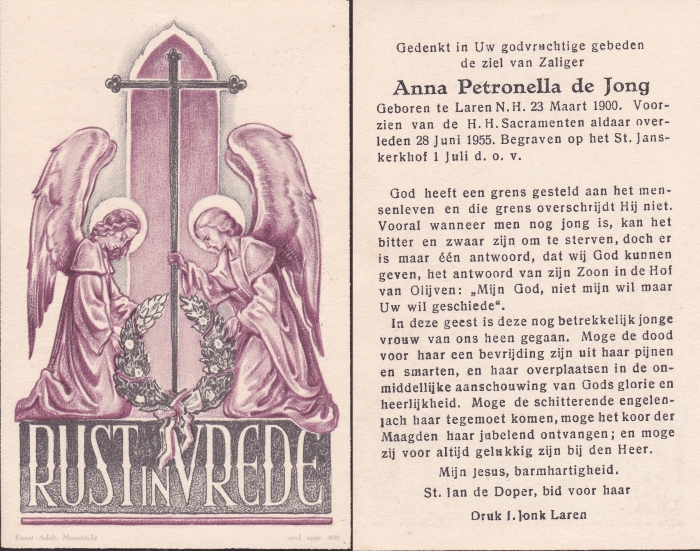 Anna de Jong 1900 - 1955