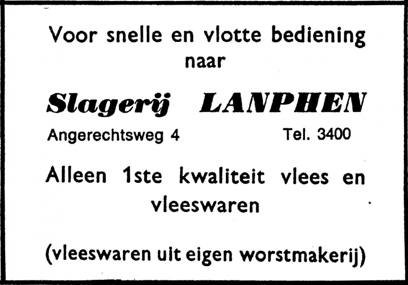 advertentie Slagerij Lanphen