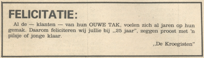 advertentie Ouwe Tak 1974