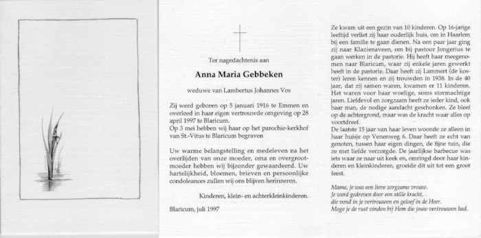 Anna Maria Gebbeken 1916-1997