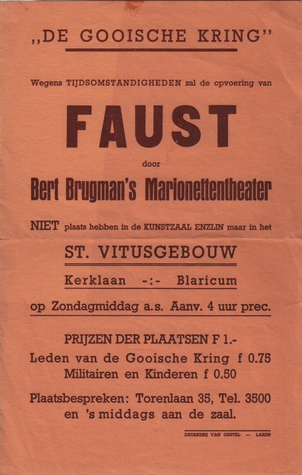 Poster Brugman's Marionettentheater