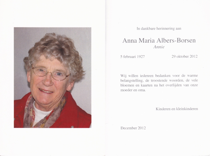 Annie Albers-Borsen 1927 - 2012